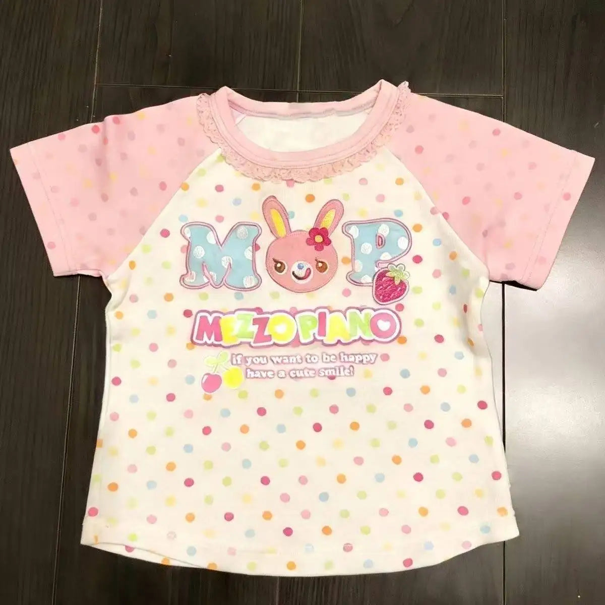 Sweet Kawaii Cartoon Bunny T Shirt Mini Skirt Two Piece Outfit Y2K Girls Raglan Short Sleeve Casual Street Daily Holiday Wear