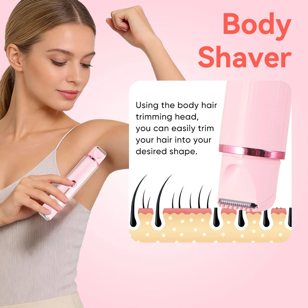 Solimpia Electric Hair Remover for Woman Double-Headed 2-in-1 Shaver for Armpits Intimate Parts Legs Body Hair Trimmer
