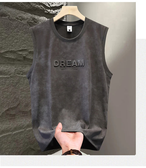 American Tie Dye Vest Sets Men's Two Piece Sleeveless Thin Foaming Print T-Shirts + Shorts Sets Korean Streetwear Tracksuit Man