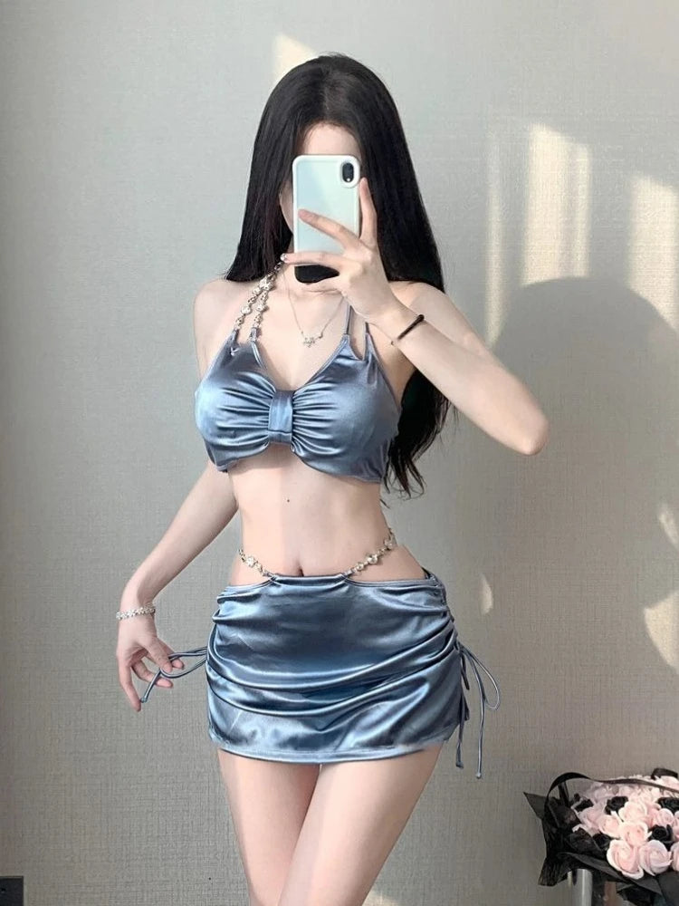 Women's Elegant Thin Strap Bikini Set Sexy Push Up Swimsuit Summer Beachwear Holiday Hot Spring Suit